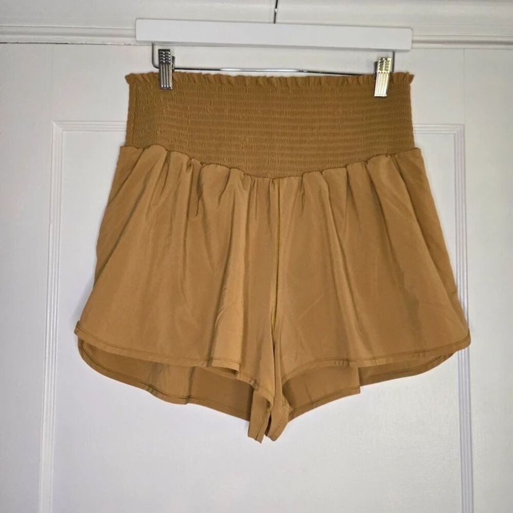 Aerie Mustard Yellow Flowy Athletic Shorts with Compression Shorts Women's XL